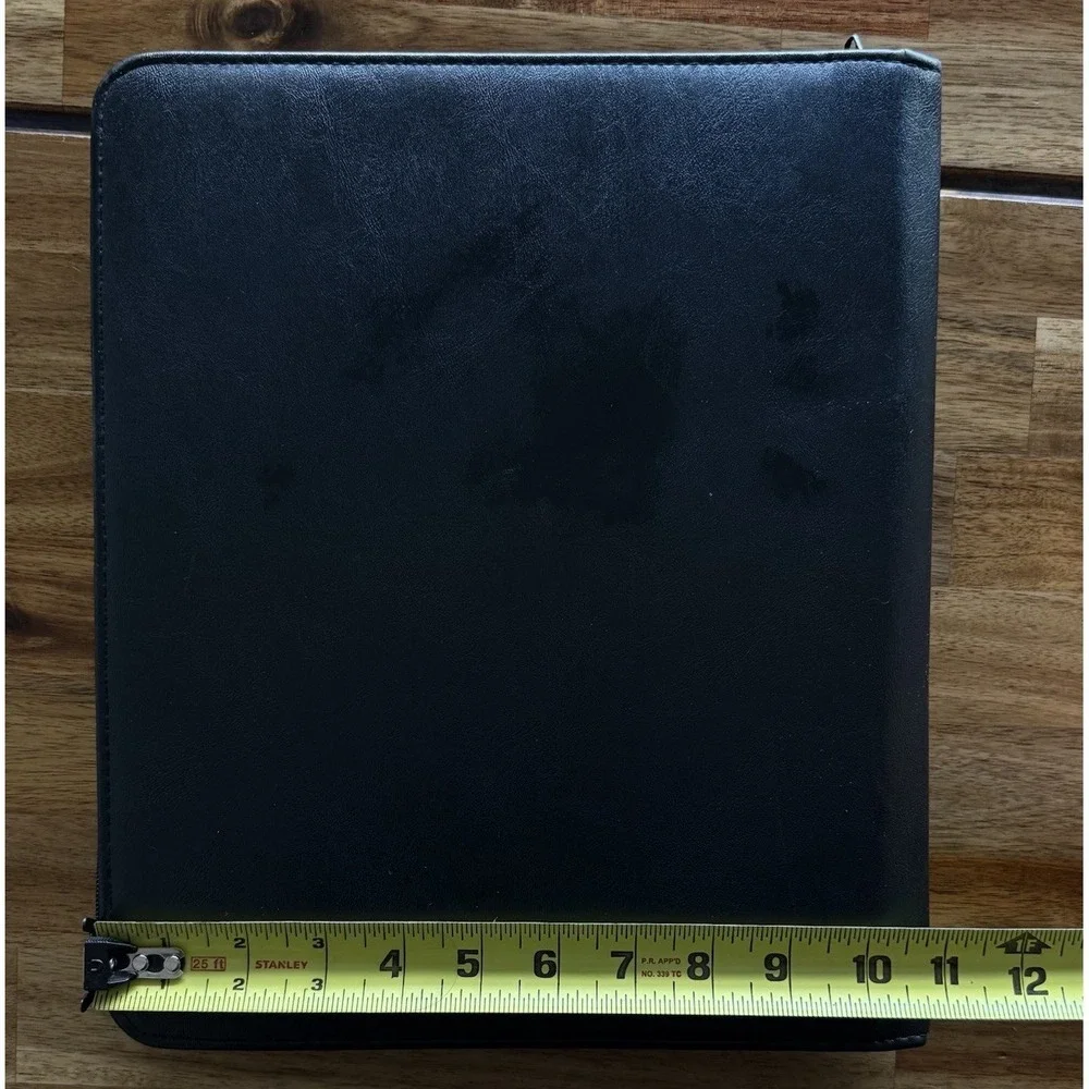 Large Franklin Covey Amway Binder 3 Ring Black Faux Leather Full Zip‎ Office